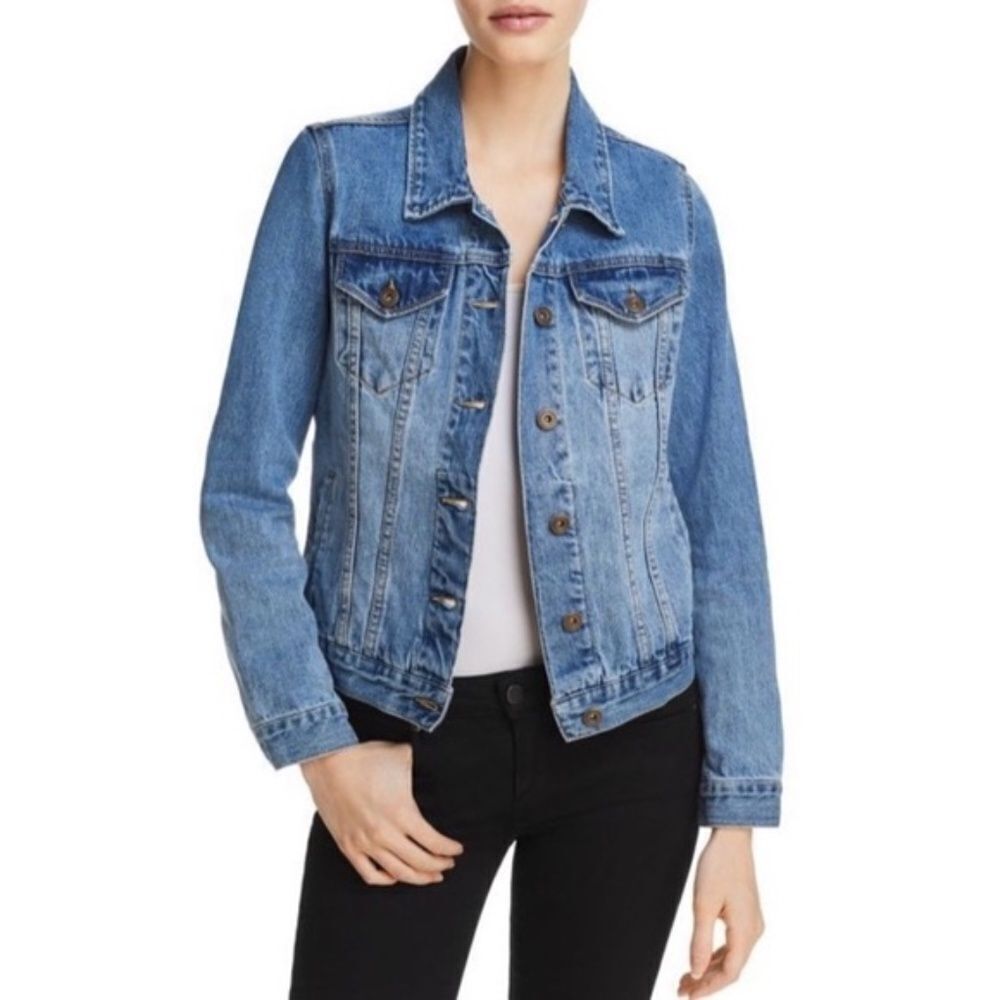 Sunset + Spring Ruffle Trim Blue Denim Jacket S - Picture 3 of 13